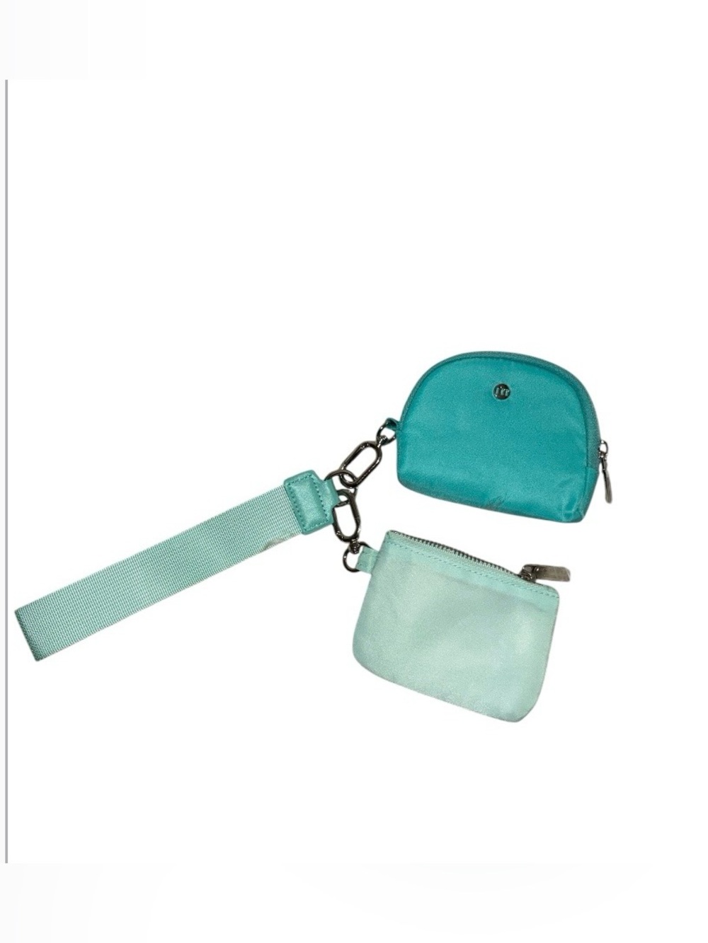 Like New Mum's Memory Mini Zip Around Wristlet Wallets Mint Green/Turquoise Blue